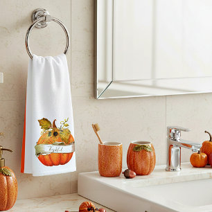 Autumn pumpkin customizeable  hand towel