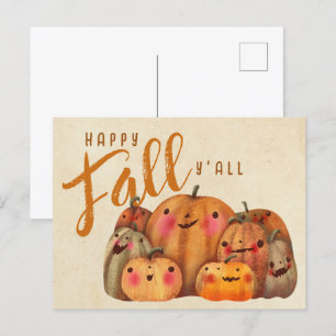 Autumn Pumpkin Cute Halloween Thanksgiving Fall Postcard
