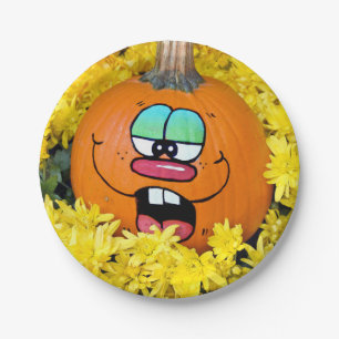 Autumn Pumpkin Face Paper Plate