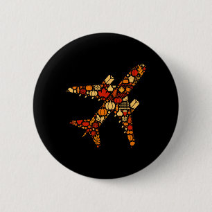 Autumn Pumpkin Fall Aeroplane Thanksgiving Womens  6 Cm Round Badge