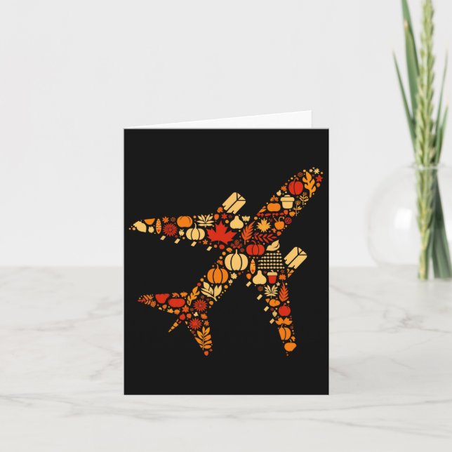 Autumn Pumpkin Fall Aeroplane Thanksgiving Womens  Card (Front)
