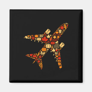 Autumn Pumpkin Fall Aeroplane Thanksgiving Womens Magnet