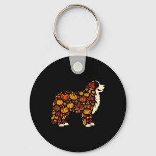 Autumn Pumpkin Fall Bernese Mountain Dog Thanksgiv Key Ring
