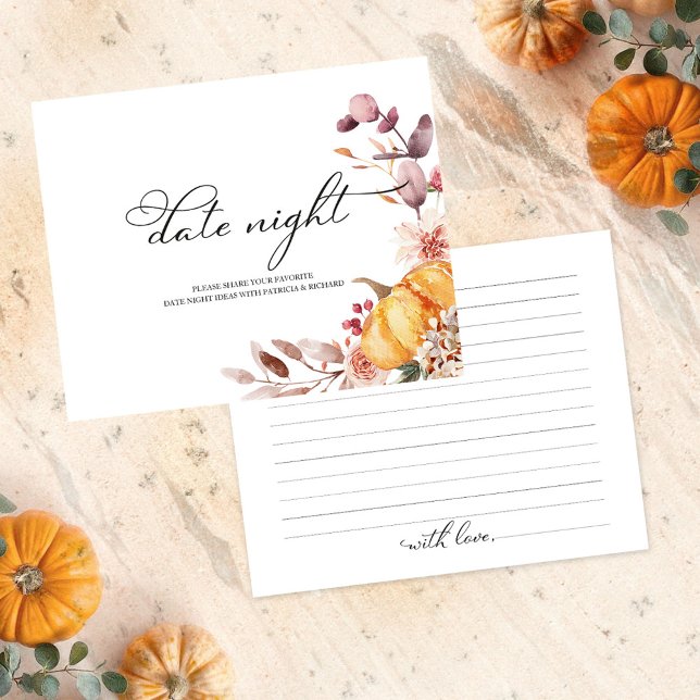 Autumn Pumpkin Fall Bridal Shower Date Night Card (Creator Uploaded)