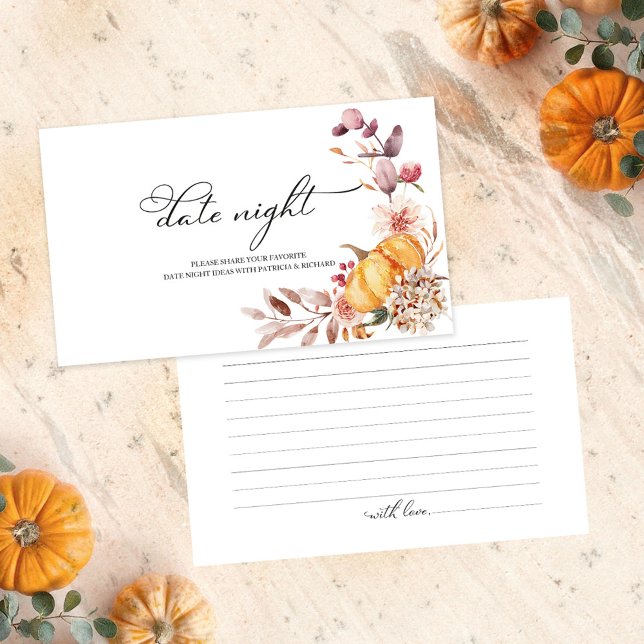Autumn Pumpkin Fall Bridal Shower Date Night Cards (Creator Uploaded)
