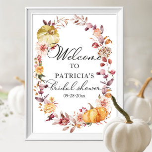 Autumn Pumpkin Fall Bridal Shower Welcome Sign 