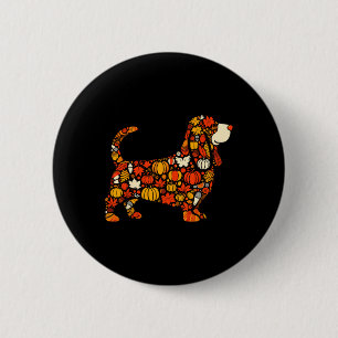 Autumn Pumpkin Fall Bysset Hound Thanksgiving Wome 6 Cm Round Badge