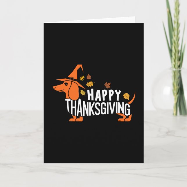 Autumn Pumpkin Fall Dachshund Thanksgiving Womens  Card (Front)