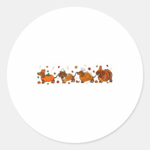 Autumn Pumpkin Fall Dachshund Thanksgiving Womens Classic Round Sticker