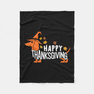 Autumn Pumpkin Fall Dachshund Thanksgiving Womens Fleece Blanket