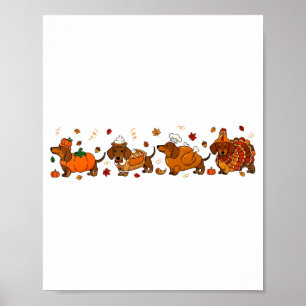 Autumn Pumpkin Fall Dachshund Thanksgiving Womens Poster