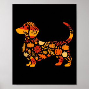 Autumn Pumpkin Fall Dachshund Thanksgiving Womens Poster