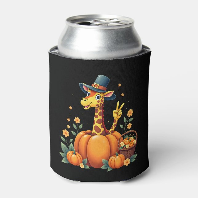 Autumn Pumpkin Fall Giraffe Thanksgiving Womens Me Can Cooler (Can Front)