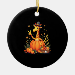 Autumn Pumpkin Fall Giraffe Thanksgiving Womens Me Ceramic Ornament