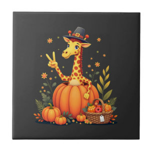Autumn Pumpkin Fall Giraffe Thanksgiving Womens Me Ceramic Tile