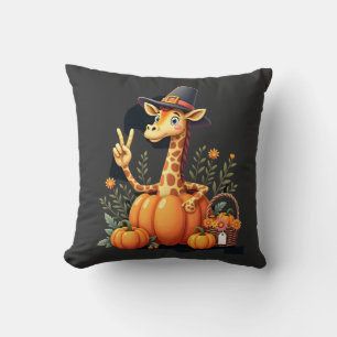 Autumn Pumpkin Fall Giraffe Thanksgiving Womens Me Cushion