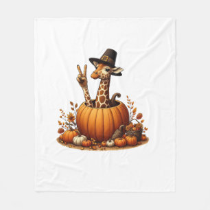 Autumn Pumpkin Fall Giraffe Thanksgiving Womens Me Fleece Blanket