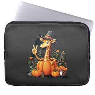 Autumn Pumpkin Fall Giraffe Thanksgiving Womens Me Laptop Sleeve