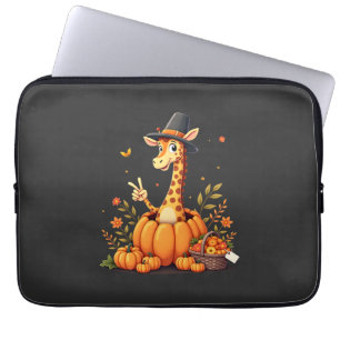 Autumn Pumpkin Fall Giraffe Thanksgiving Womens Me Laptop Sleeve
