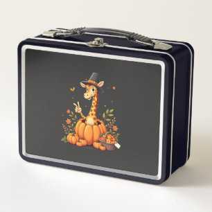 Autumn Pumpkin Fall Giraffe Thanksgiving Womens Me Metal Lunch Box