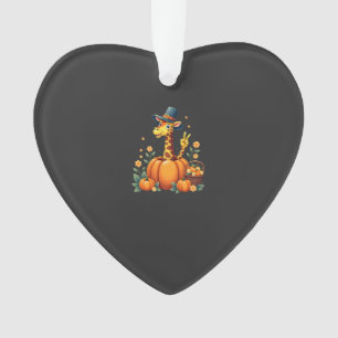 Autumn Pumpkin Fall Giraffe Thanksgiving Womens Me Ornament