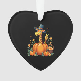 Autumn Pumpkin Fall Giraffe Thanksgiving Womens Me Ornament