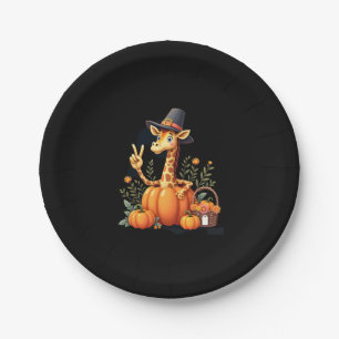 Autumn Pumpkin Fall Giraffe Thanksgiving Womens Me Paper Plate