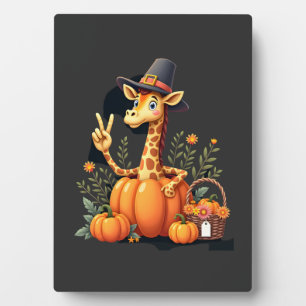 Autumn Pumpkin Fall Giraffe Thanksgiving Womens Me Plaque