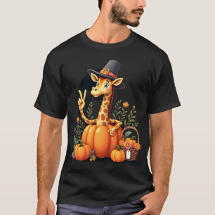 Autumn Pumpkin Fall Giraffe Thanksgiving Womens Me T-Shirt