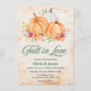 Autumn Pumpkin Fall in Love Wedding  Invitation