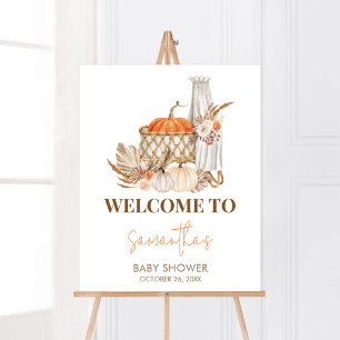 Autumn Pumpkin Fall in Love Welcome Baby Shower Poster