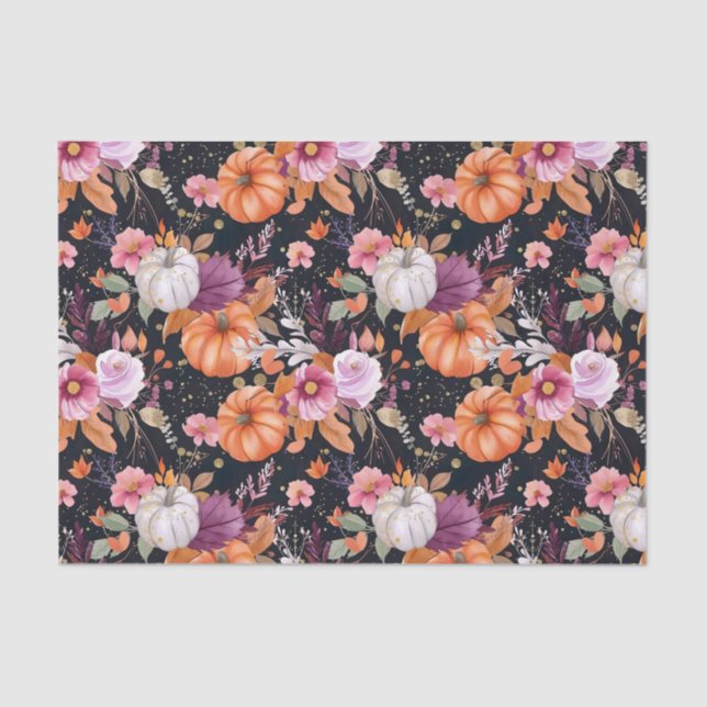 Autumn Pumpkin Fall Leaves Rustic Decoupage Tissue Paper (Front)