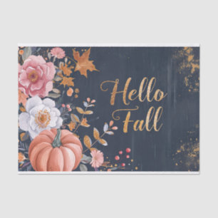 Autumn Pumpkin Fall Leaves Rustic Decoupage Tissue Paper