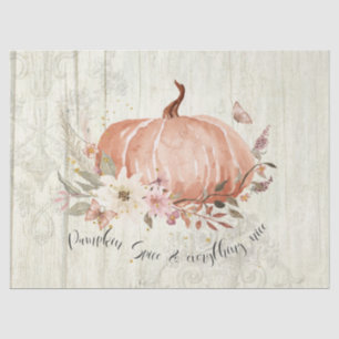 Autumn Pumpkin Fall Leaves Rustic Wood Decoupage Tissue Paper