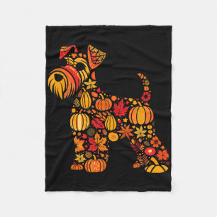 Autumn Pumpkin Fall Miniature Schnauzer Thanksgivi Fleece Blanket