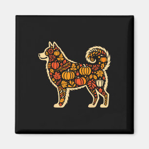 Autumn Pumpkin Fall Siberian Husky Thanksgiving Wo Magnet