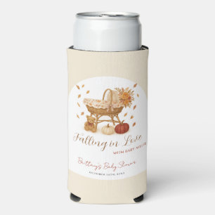 Autumn Pumpkin Falling in Love Baby Shower  Seltzer Can Cooler