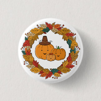 Autumn Pumpkin Family Wreath 3 Cm Round Badge