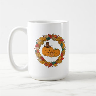 Autumn Pumpkin Family Wreath Coffee Mug