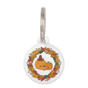 Autumn Pumpkin Family Wreath Pet Tag