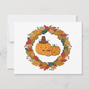 Autumn Pumpkin Family Wreath RSVP Card