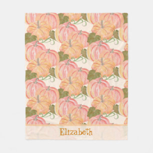 Autumn Pumpkin First Birthday Custom Name Fleece Blanket