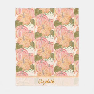 Autumn Pumpkin First Birthday Custom Name Fleece Blanket