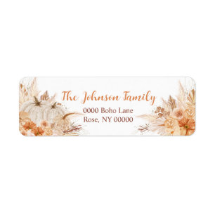 Autumn Pumpkin Floral, Address Return Address Label