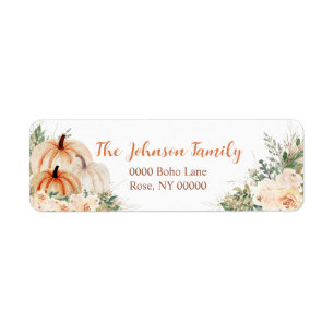 Autumn Pumpkin Floral, Address Return Address Label