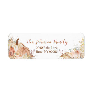 Autumn Pumpkin Floral, Address Return Address Label
