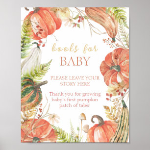 Autumn Pumpkin Floral Baby Shower Books For Baby Poster