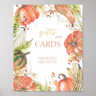 Autumn Pumpkin Floral Baby Shower Gifts and Cards Poster