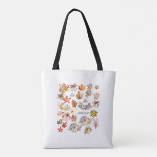 Autumn Pumpkin Floral Leaves Art Tote Bag
