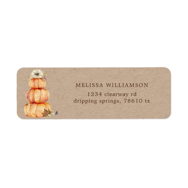 autumn pumpkin floral return address label (Front)